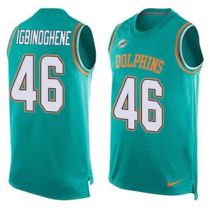 Finest Dolphins #46 Noah Igbinoghene Aqua Green Team Color Men's Stitched NFL Limited Tank Top Jersey