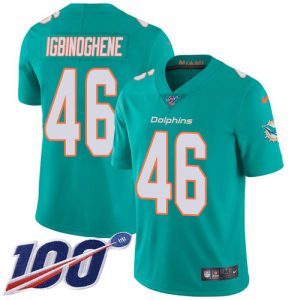 Marvelous Dolphins #46 Noah Igbinoghene Aqua Green Team Color Men's Stitched NFL 100th Season Vapor Untouchable Limited Jersey