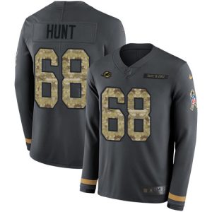Gorgeous Dolphins #68 Robert Hunt Anthracite Salute to Service Men's Stitched NFL Limited Therma Long Sleeve Jersey