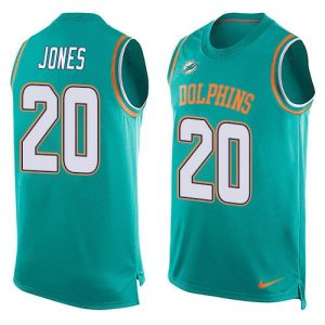 Marvelous Dolphins #20 Reshad Jones Aqua Green Team Color Men's Stitched NFL Limited Tank Top Jersey