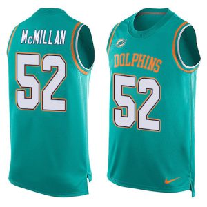 Gorgeous Dolphins #52 Raekwon McMillan Aqua Green Team Color Men's Stitched NFL Limited Tank Top Jersey