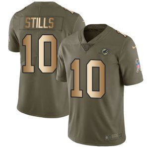 Exceptional Dolphins #10 Kenny Stills Olive/Gold Men's Stitched NFL Limited 2017 Salute To Service Jersey