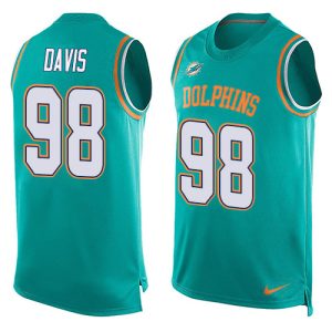 Superb Dolphins #98 Raekwon Davis Aqua Green Team Color Men's Stitched NFL Limited Tank Top Jersey