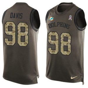 Gorgeous Dolphins #98 Raekwon Davis Green Men's Stitched NFL Limited Salute To Service Tank Top Jersey