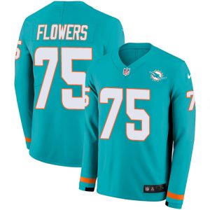 High quality Dolphins #75 Ereck Flowers Aqua Green Team Color Men's Stitched NFL Limited Therma Long Sleeve Jersey
