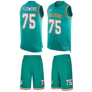 High quality Dolphins #75 Ereck Flowers Aqua Green Team Color Men's Stitched NFL Limited Tank Top Suit Jersey