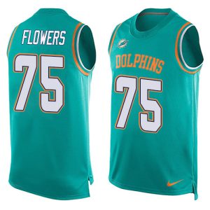 Exceptional Dolphins #75 Ereck Flowers Aqua Green Team Color Men's Stitched NFL Limited Tank Top Jersey