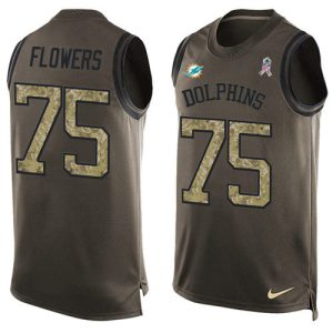 Outstanding Dolphins #75 Ereck Flowers Green Men's Stitched NFL Limited Salute To Service Tank Top Jersey