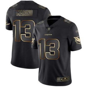 Marvelous Dolphins #13 Dan Marino Black/Gold Men's Stitched NFL Vapor Untouchable Limited Jersey