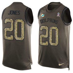 Finest Dolphins #20 Reshad Jones Green Men's Stitched NFL Limited Salute To Service Tank Top Jersey