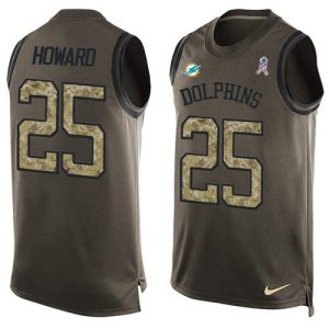 Marvelous Dolphins #25 Xavien Howard Green Men's Stitched NFL Limited Salute To Service Tank Top Jersey