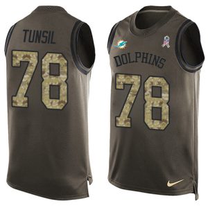 Exceptional Dolphins #78 Laremy Tunsil Green Men's Stitched NFL Limited Salute To Service Tank Top Jersey