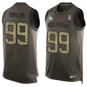 Outstanding Dolphins #99 Jason Taylor Green Men's Stitched NFL Limited Salute To Service Tank Top Jersey