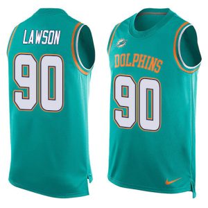 High quality Dolphins #90 Shaq Lawson Aqua Green Team Color Men's Stitched NFL Limited Tank Top Jersey
