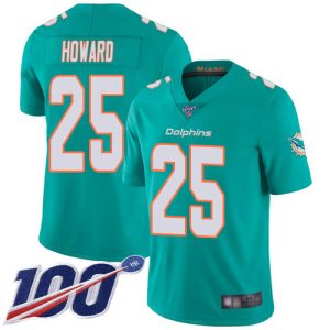Gorgeous Dolphins #25 Xavien Howard Aqua Green Team Color Men's Stitched NFL 100th Season Vapor Limited Jersey