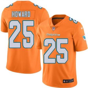 Premium Dolphins #25 Xavien Howard Orange Men's Stitched NFL Limited Rush Jersey