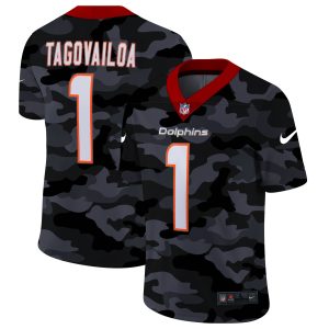 High quality Miami Dolphins #1 Tua Tagovailoa Men's 2020 Black CAMO Vapor Untouchable Limited Stitched NFL Jersey