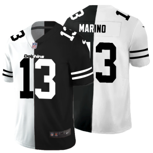 Superior Miami Dolphins #13 Dan Marino Men's Black V White Peace Split Vapor Untouchable Limited NFL Jersey