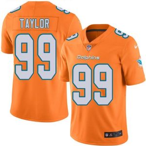 Marvelous Dolphins #99 Jason Taylor Orange Men's Stitched NFL Limited Rush Jersey