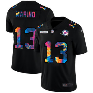 Marvelous Miami Dolphins #13 Dan Marino Men's Multi-Color Black 2020 NFL Crucial Catch Vapor Untouchable Limited Jersey