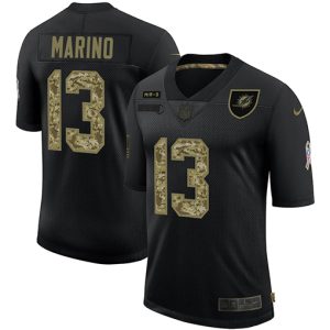 Premium Miami Dolphins #13 Dan Marino Men's 2020 Salute To Service Camo Limited NFL Jersey Black