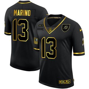 Marvelous Miami Dolphins #13 Dan Marino Men's 2020 Salute To Service Golden Limited NFL Jersey Black
