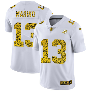 Gorgeous Miami Dolphins #13 Dan Marino Men's Flocked Leopard Print Vapor Limited NFL Jersey White
