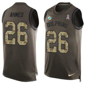 Exceptional Dolphins #26 Salvon Ahmed Green Men's Stitched NFL Limited Salute To Service Tank Top Jersey