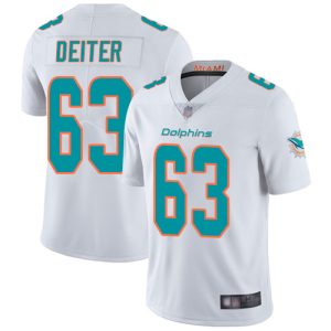 Superior Dolphins #63 Michael Deiter White Men's Stitched NFL Vapor Untouchable Limited Jersey