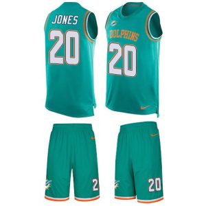 Finest Dolphins #20 Reshad Jones Aqua Green Team Color Men's Stitched NFL Limited Tank Top Suit Jersey