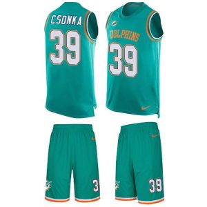Exceptional Dolphins #39 Larry Csonka Aqua Green Team Color Men's Stitched NFL Limited Tank Top Suit Jersey