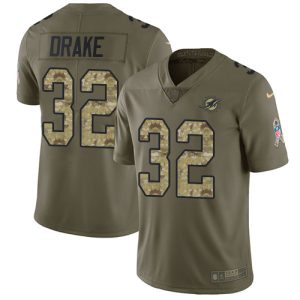 Marvelous Dolphins #32 Kenyan Drake Olive/Camo Men's Stitched NFL Limited 2017 Salute To Service Jersey