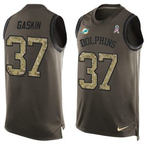 Premium Dolphins #37 Myles Gaskin Green Men's Stitched NFL Limited Salute To Service Tank Top Jersey