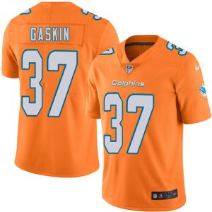 High quality Dolphins #37 Myles Gaskin Orange Men's Stitched NFL Limited Rush Jersey