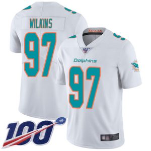 Premium Dolphins #97 Christian Wilkins White Men's Stitched NFL 100th Season Vapor Limited Jersey