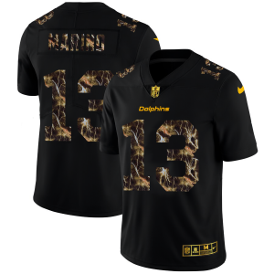 Finest Miami Dolphins #13 Dan Marino Men's Black Flocked Lightning Vapor Limited NFL Jersey