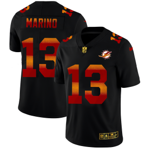 Outstanding Miami Dolphins #13 Dan Marino Men's Black Red Orange Stripe Vapor Limited NFL Jersey