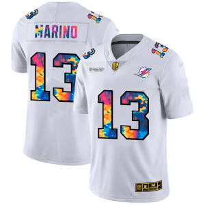 Superb Miami Dolphins #13 Dan Marino Men's White Multi-Color 2020 NFL Crucial Catch Limited NFL Jersey