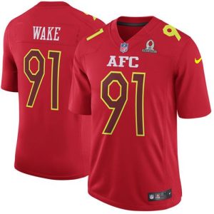 Finest Dolphins #91 Cameron Wake Red Men's Stitched NFL Game AFC 2017 Pro Bowl Jersey