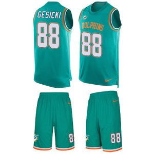 High quality Dolphins #88 Mike Gesicki Aqua Green Team Color Men's Stitched NFL Limited Tank Top Suit Jersey