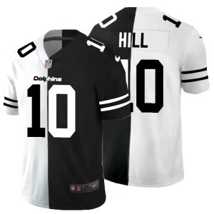 Exceptional Miami Dolphins #10 Tyreek Hill Men's Black V White Peace Split Vapor Untouchable Limited NFL Jersey