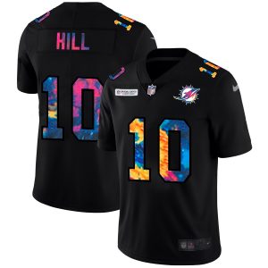 Superb Miami Dolphins #10 Tyreek Hill Men's Multi-Color Black 2020 NFL Crucial Catch Vapor Untouchable Limited Jersey