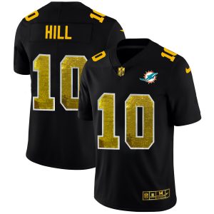 Gorgeous Miami Dolphins #10 Tyreek Hill Men's Black Golden Sequin Vapor Limited NFL Jersey