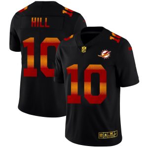 Premium Miami Dolphins #10 Tyreek Hill Men's Black Red Orange Stripe Vapor Limited NFL Jersey
