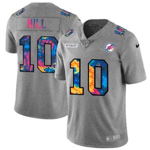 Outstanding Miami Dolphins #10 Tyreek Hill Men's Multi-Color 2020 NFL Crucial Catch NFL Jersey Greyheather