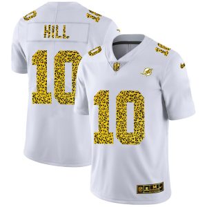 Superior Miami Dolphins #10 Tyreek Hill Men's Flocked Leopard Print Vapor Limited NFL Jersey White