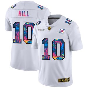 Superb Miami Dolphins #10 Tyreek Hill Men's White Multi-Color 2020 NFL Crucial Catch Limited NFL Jersey