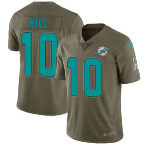 Exceptional Dolphins #10 Tyreek Hill Olive Men's Stitched NFL Limited 2017 Salute to Service Jersey