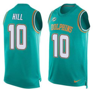 Finest Dolphins #10 Tyreek Hill Aqua Green Team Color Men's Stitched NFL Limited Tank Top Jersey