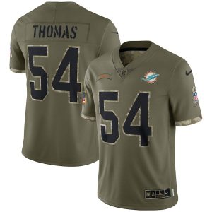 Finest Miami Dolphins #54 Zach Thomas Men's 2022 Salute To Service Limited Jersey - Olive